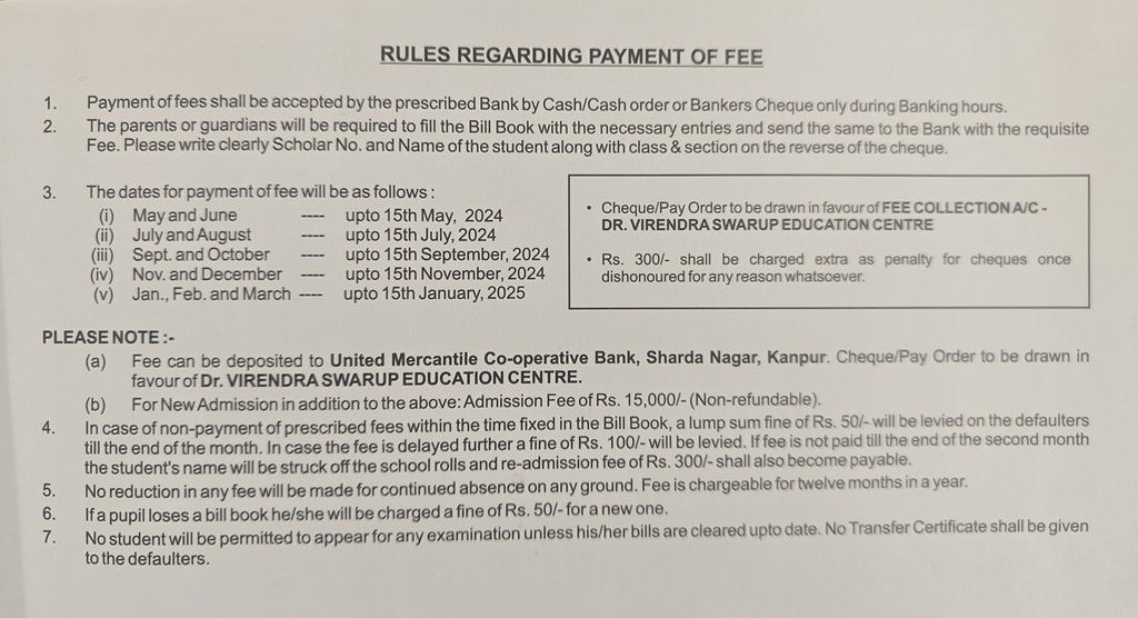 rules regarding fees